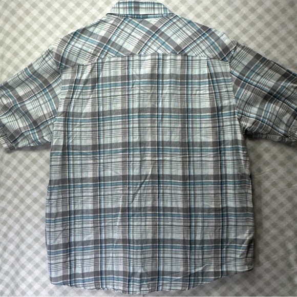 SEAN JOHN Men Adult 2XL Short Sleeve Button Down Blue Plaid Casual Shirt EUC - Picture 2 of 8
